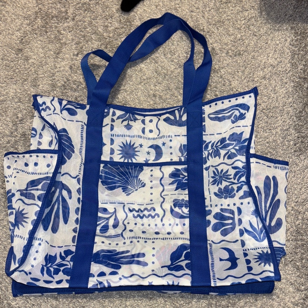 Blue Patterned Tote Bag